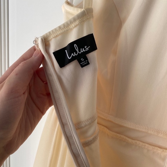 Lulu’s Ivory Dress - small - bridesmaid formal high neck halter top - Picture 6 of 8